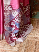 Pink Tusser Silk saree- PBR31T4E