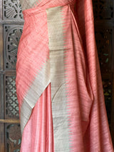 Peach Tusser saree- PBR31T4C