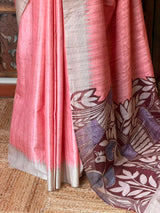 Peach Tusser saree- PBR31T4C