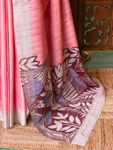 Peach Tusser saree- PBR31T4C