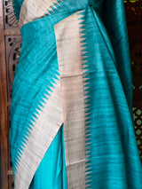 Blue Tusser saree- PBR31T4B
