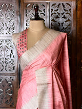 Pinkish Peach Tusser saree- PBR31T4A