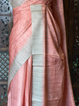 Peach Tusser saree- PBR31T4