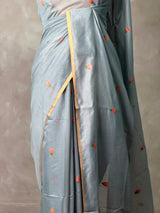 Grey Chanderi silk cotton Jamdani woven saree- PBRJ11