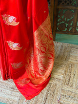 Orange Banarasi Crape silk saree - PBRHB1