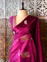 Purple Banarasi Crape silk saree - PBRHB2