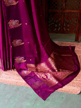 Purple Banarasi Crape silk saree - PBRHB2