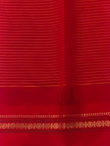 Navy Blue and Red chanderi cotton silk saree -PFAZ18C