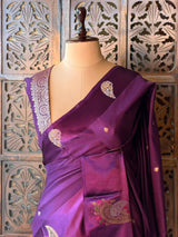Violet Banarasi Crape silk saree - PBRHB4