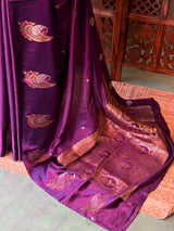 Violet Banarasi Crape silk saree - PBRHB4