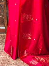 Red Banarasi Crape silk saree - PBRHB3