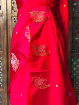 Red Banarasi Crape silk saree - PBRHB3
