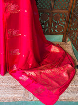 Red Banarasi Crape silk saree - PBRHB3