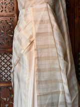 Off white Jute Tissue saree- PBR61F