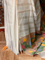 Off white Jute Tissue saree- PBR61F