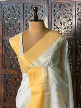 Off white and Gold Semi banarasi silk saree - ONAM26M