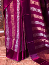 Wine shade Banarasi Crape silk saree - PBRHC2