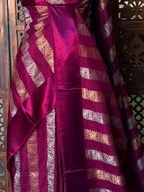 Wine shade Banarasi Crape silk saree - PBRHC2