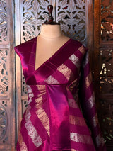 Wine shade Banarasi Crape silk saree - PBRHC2