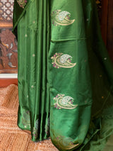 Green Banarasi Crape silk saree - PBRHB8