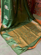 Green Banarasi Crape silk saree - PBRHB8
