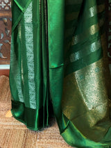 Green Banarasi Crape silk saree - PBRHC1