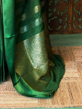 Green Banarasi Crape silk saree - PBRHC1