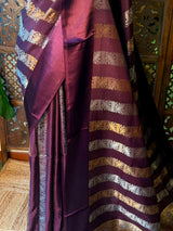 Deep wine Banarasi Crape silk saree - PBRHC3