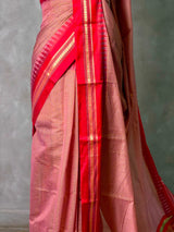 Pink and red chanderi cotton silk saree -PFAZ18