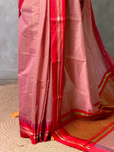 Pink and red chanderi cotton silk saree -PFAZ18