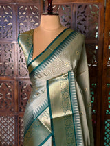 Nude Green Semi banarasi silksaree -PFAZ12A