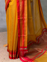 Yellow and Red chanderi cotton silk saree -PFAZ18A