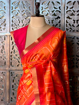 Orange Chanderi saree - PBR66H