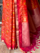 Orange Chanderi saree - PBR66H