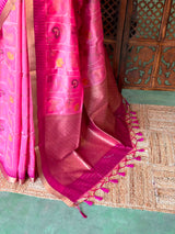 Lotus Pink Chanderi saree - PBR66G