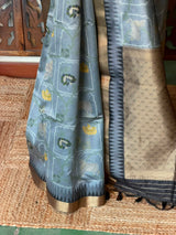 Grey Chanderi saree - PBR66F