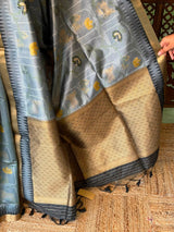 Grey Chanderi saree - PBR66F