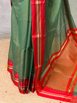 Green and Red chanderi cotton silk saree -PFAZ18D