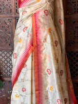 Off white Chanderi saree - PBR66E