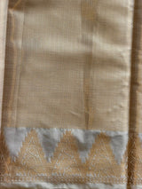 Off white and Gold Soft Silk saree - Onam26N