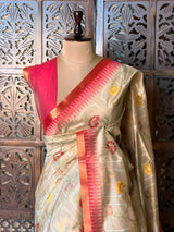 Sandal Chanderi saree - PBR66D