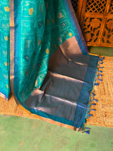 Ocean Blue Chanderi saree - PBR66C