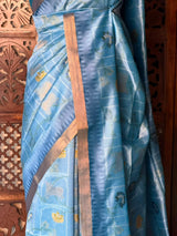 Ice Blue Chanderi saree - PBR66A