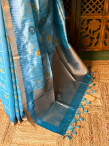 Ice Blue Chanderi saree - PBR66A