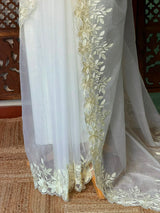 Off white Embroidered Organza Saree - PBR65