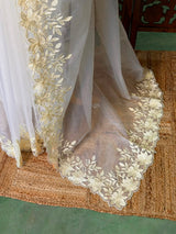 Off white Embroidered Organza Saree - PBR65