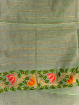 Aqua Chanderi silk cotton Jamdani woven saree- PBRJ30