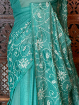 Aqua Blue Kotta silk saree - PBR70A