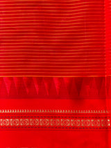 Black and Red chanderi cotton silk saree -PFAZ18B
