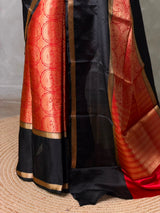 Orange and black tissue brocade banarasi silksaree -PFAZ16A